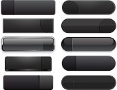 stock photo of black  - Set of blank black buttons for website or app - JPG 