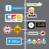 stock photo of columns  - Different road signs on column - JPG 