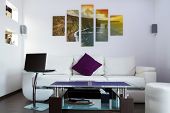 picture of interior  - Modern lliving room interior with Cliffs of Moher canvas on the wall  - JPG 