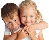 picture of brothers  - Happy children isolated on white - JPG 