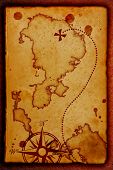 stock photo of map  - old map with a compass on it - JPG 