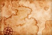 stock photo of map  - old map with a compass on it - JPG 
