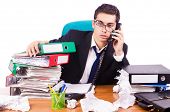 stock photo of man  - Busy stressed man in the office - JPG 