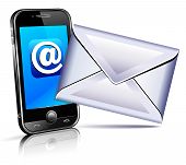 stock photo of e-mail  - Concept showing email communication by mobile phone - JPG 