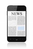 pic of newspaper  - Modern smartphone with business news isolated on white - JPG 