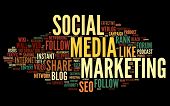 picture of internet  - Social media marketing concept in word tag cloud on black background - JPG 