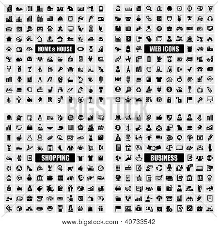 Picture or Photo of Vector black business,  shopping, house and web icons set on gray