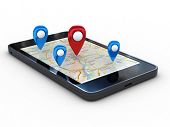 picture of device  - Smart phone with map and geolocation - JPG 