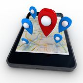 picture of map  - Smart phone with map and geolocation - JPG 