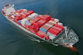 picture of wake  - An aerial view of a container ship - JPG 