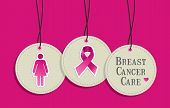 stock photo of symbols  - Breast cancer awareness symbols in hangtags set - JPG 