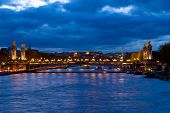 foto of france  - Alexandre III Bridge at blue night  - JPG 