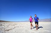 stock photo of fitness  - Athletes running sport fitness couple outdoor - JPG 
