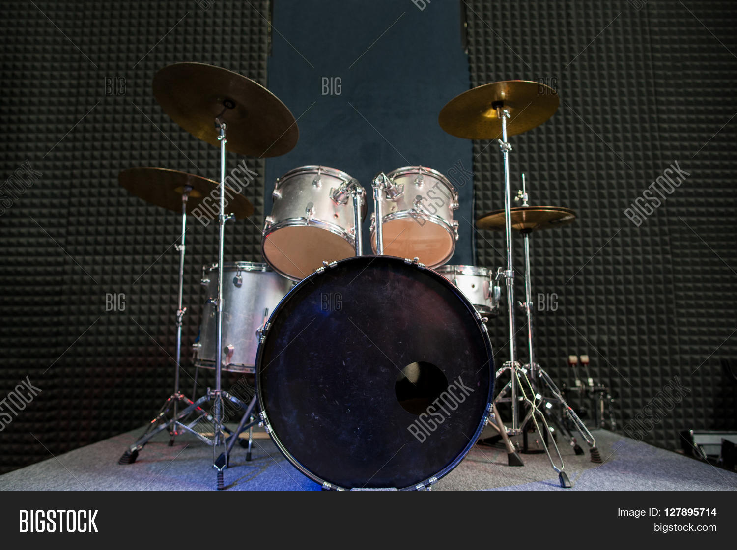 Modern Drum Set On Black Stage Image & Photo Bigstock