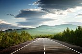 foto of blue sky  - road in Russian mountains - JPG 