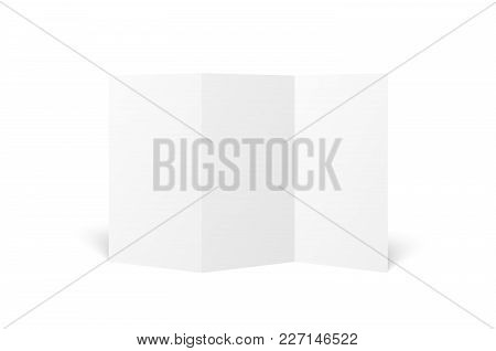 vector blank white trifold leaflet opened on white background top blank flyer paper