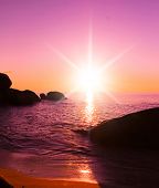 image of sunset  - Pink Sunset Evening Landscape - JPG 