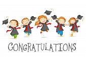 picture of future  - vector illustration of happy graduates with mortarboard - JPG 