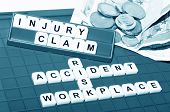 image of cash  - Injury claim concept with key words and cash compensation - JPG 