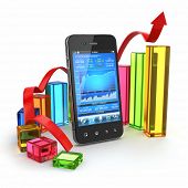 image of investment  - Stock exchange application on mobile and graph - JPG 