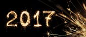 2017 Written With Sparkle Firework, 2017 Happy New Year Background Concept.