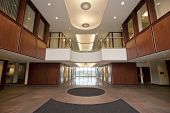 pic of buildings  - Lobby entrance in mahogany to a modern office building - JPG 
