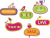 stock photo of animals  - Collection of cute retro frames with animal - JPG 