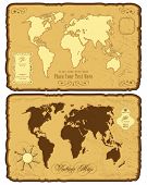 stock photo of longitude  - World map in vintage style - JPG 