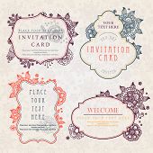 stock photo of patterns  - Invitation cards with a floral pattern - JPG 