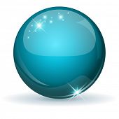 foto of orb  - Teal glossy sphere isolated on white - JPG 