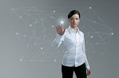 foto of future  - Touching button social network future interface - JPG 
