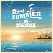 image of sunset  - Vintage beautiful sunset seaside background - JPG 