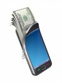 image of money  - 3D concept with mobile phone and dollar banknote - JPG 