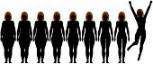 stock photo of fitness  - Woman frontal silhouettes of before and after fat to fit Diet Weight Loss Success - JPG 