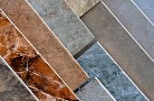 stock photo of tiles  - Ceramic Tile Samples at Home Improvement Store - JPG 