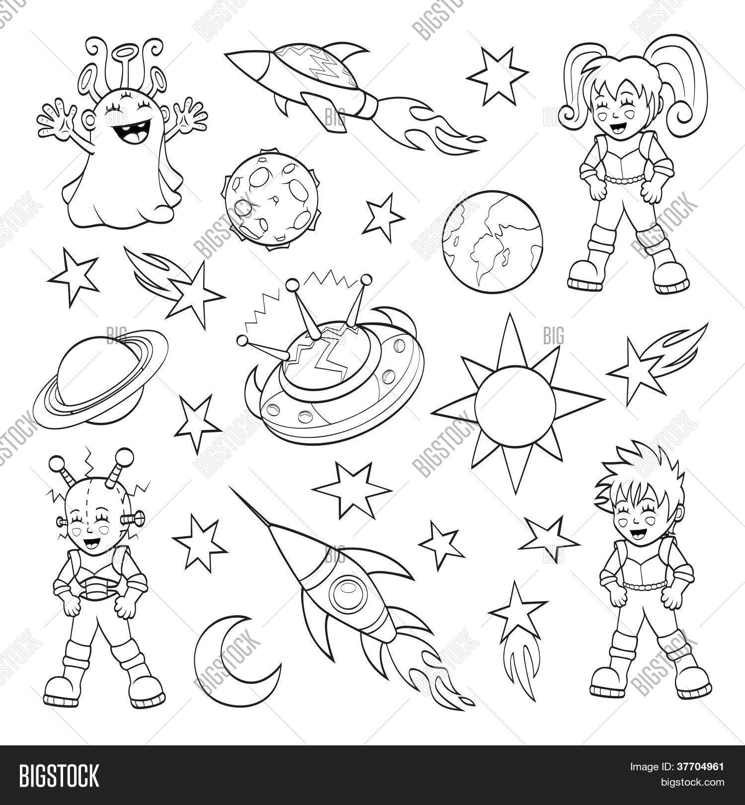 Jeu de l espace de dessin animé livre de coloriage s et Jeu de l espace de dessin animé livre de coloriage