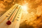 stock photo of objects  - thermometer in the sky - JPG 