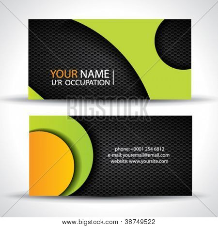 Picture or Photo of Modern vector business card - green, orange and black colors