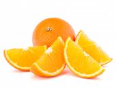 foto of segment  - Whole orange fruit and his segments or cantles isolated on white background cutout - JPG 