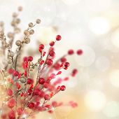 foto of holidays  - Christmas gold and red decoration - JPG 