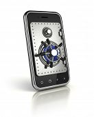 stock photo of security  - Smartphone with safe door  - JPG 