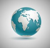 image of business concept  - Globe icon with smooth vector shadows and white map of the continents of the world - JPG 