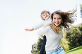 stock photo of outdoor  - Mother and daughter outdoors - JPG 