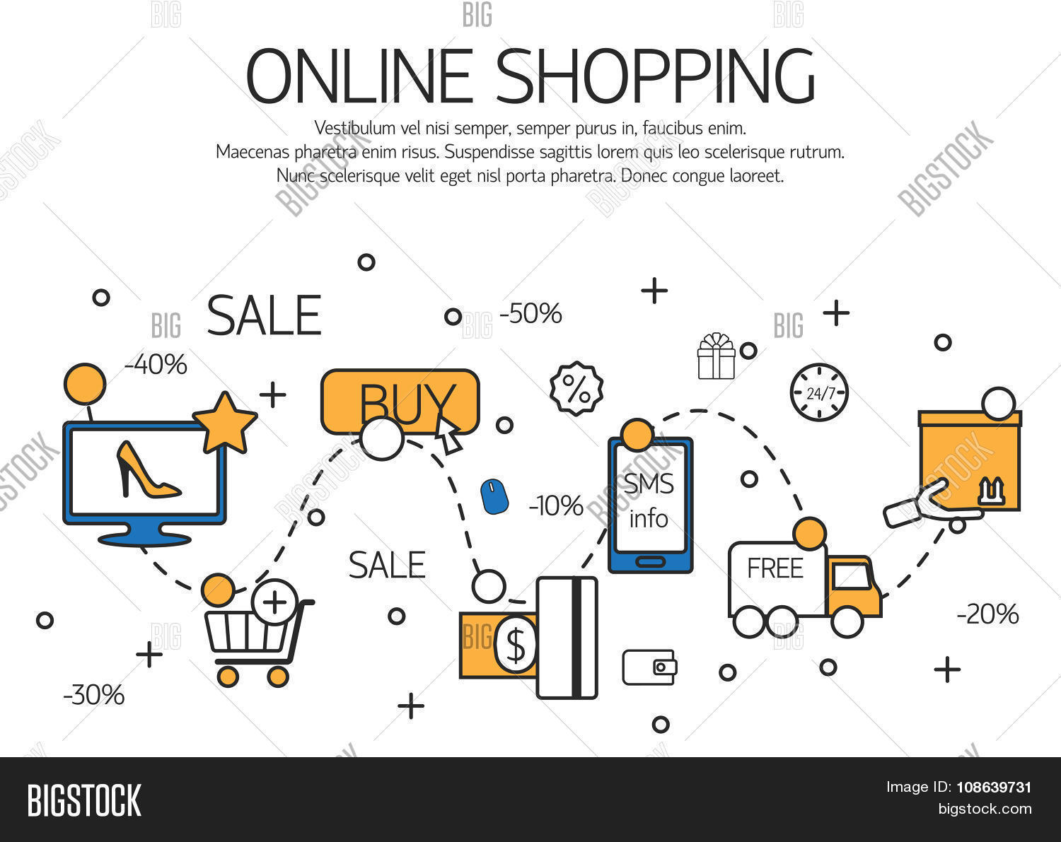 Online Shopping Outline Concept Vector & Photo Bigstock