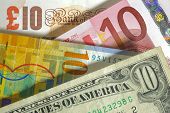 foto of france  - dollar franc euro pound currency from usa Europe swiss and england - JPG 