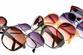 foto of tint  - Different styles of tinted sunglasses on white background - JPG 