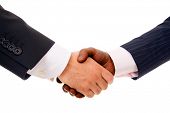 pic of handshake  - Interracial handshake in white background - JPG 