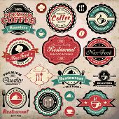 stock photo of restaurant  - Collection of vintage retro grunge coffee and restaurant labels - JPG 