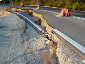 image of transportation  - broken road by an earthquake or landslide - JPG 