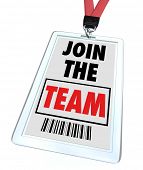 foto of teamwork  - A badge and lanyard with printed pass reading Join the Team - JPG 
